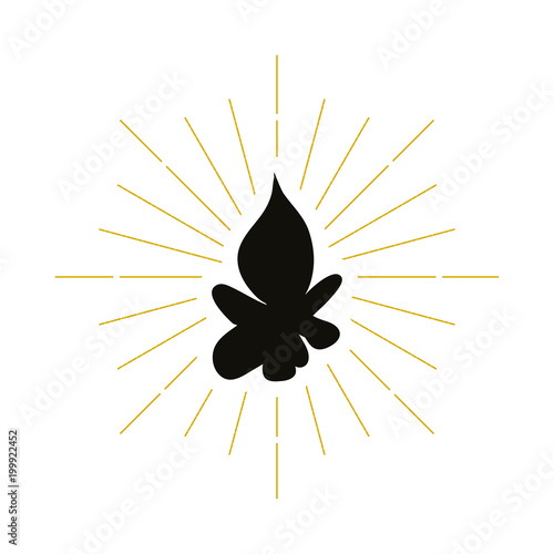 Retro fire silhouette logo