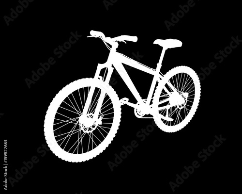 Vector white bicycle on a black background.