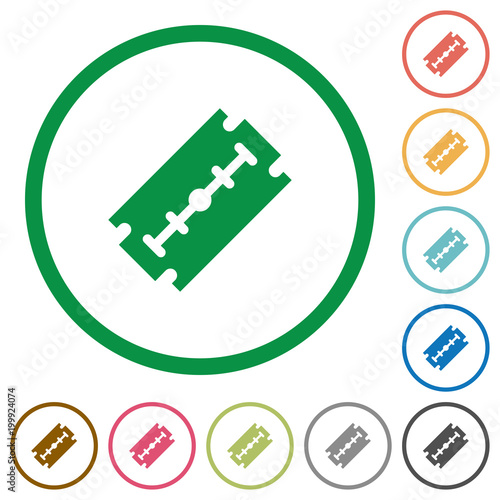 Razor blade flat icons with outlines