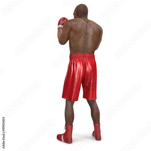 African American Male boxer on white. 3D illustration