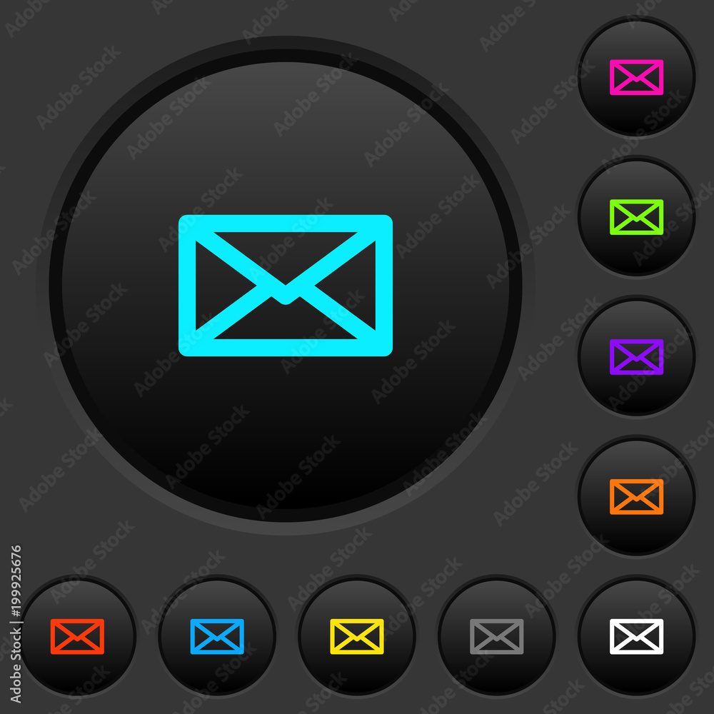 Message dark push buttons with color icons Message dark push buttons with color icons