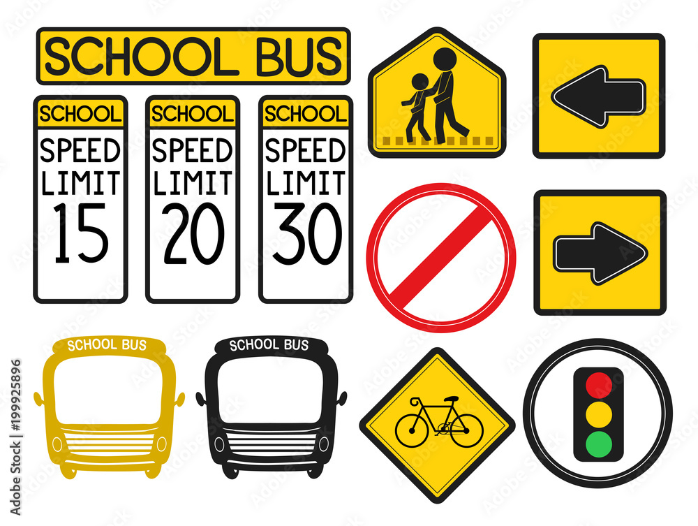 School Street Warning Signs Illustration Stock Vector Adobe Stock