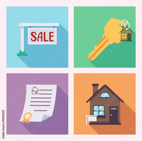 House For Sale Icons Illustration