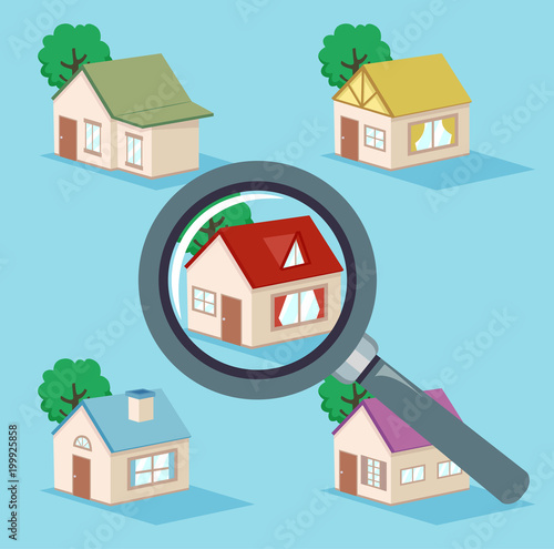 House Search Magnifying Glass Illustration