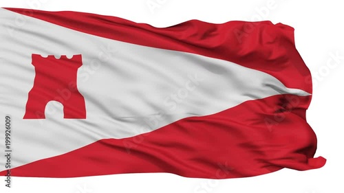 Etten Leur flag, city of Netherlands, realistic animation isolated on white seamless loop - 10 seconds long (alpha channel is included) photo