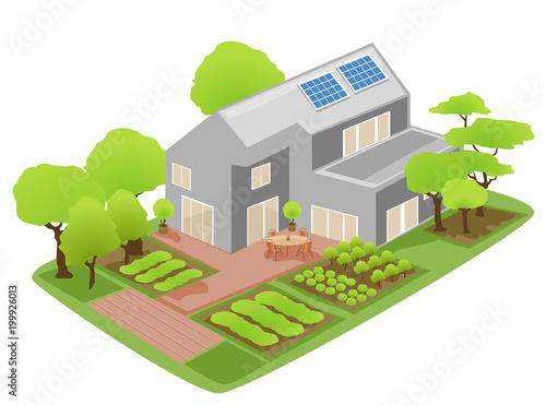 Green Sustainable House Ill...