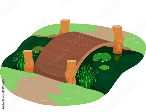 Pond Bridge Garden Illustration
