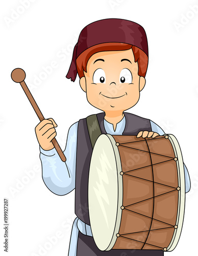 Kid Boy Ramadan Drummer Illustration