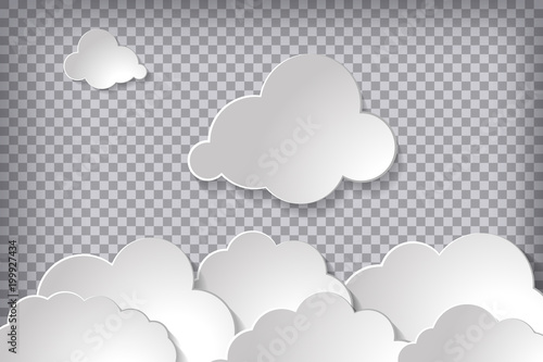 Vector illustration of clouds set on a chequered background