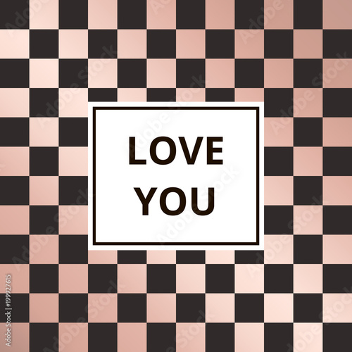 Greeting card chess rose gold background vector
