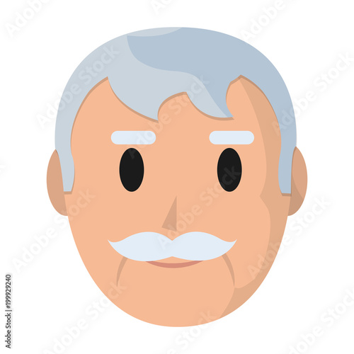 old man head with mustache and hairtyle photo