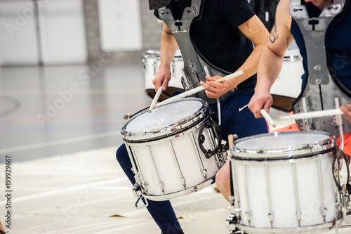 closeup drummer with a snare drum closeup photo