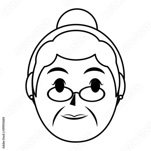 line old woman head with hairtyle and glasses photo