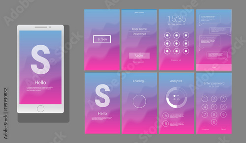Modern UI, GUI screen vector design