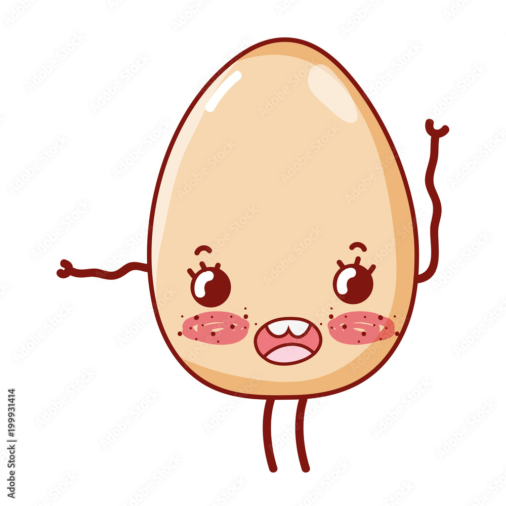 kawaii happy egg with arms and legs Stock Vector | Adobe Stock