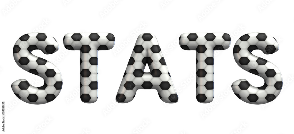 Stats word made from a football soccer ball texture. 3D Rendering Stats word made from a football soccer ball texture. 3D Rendering