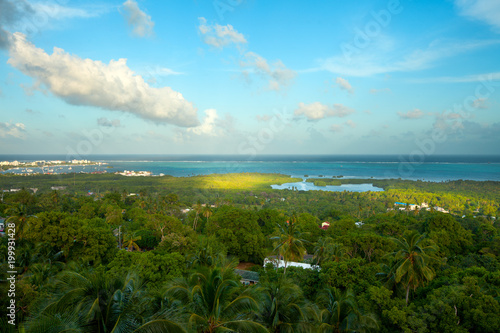 Overview of San Andres Island and the sea of the seven colors, Colombia, South America