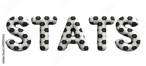 Stats word made from a football soccer ball texture. 3D Rendering
