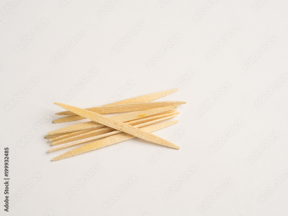 Toothpicks on white background