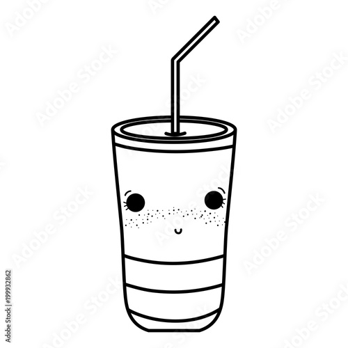 line kawaii shy soda in plastic cup
