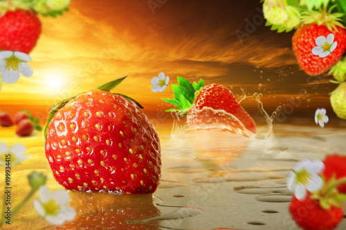 Surrealistic land of strawberries for your strawberry advertising.