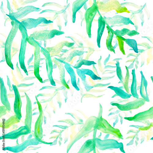 Summer tropical pattern, background with palm leaves.