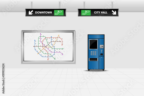 Metro interior design and ticket vending machine, Tube, Underground, Subway