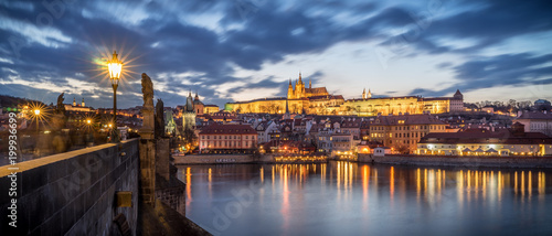 Prague Castle and Charles Bridge by night © borisk.photos