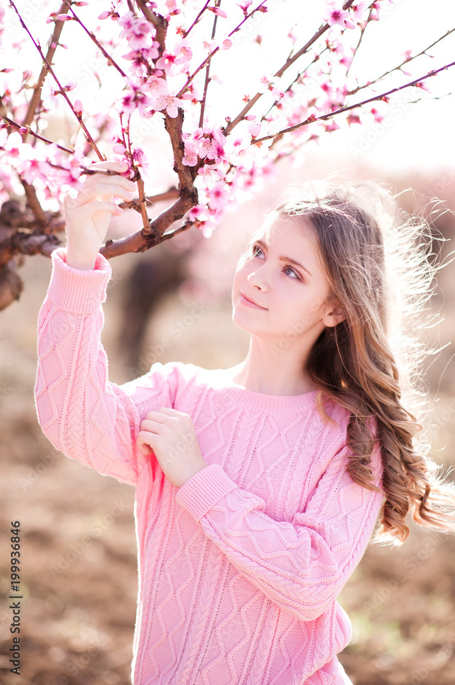 Teen Girl Peach Color Trousers Girls Stock Photo 1069575707