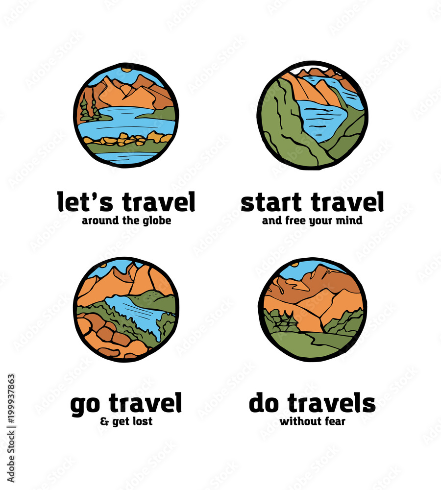Traveling logo set Traveling logo set