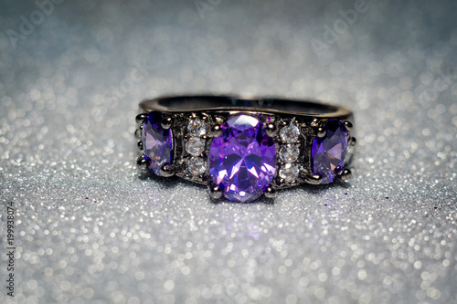 Silver Ring with Purple Zircon