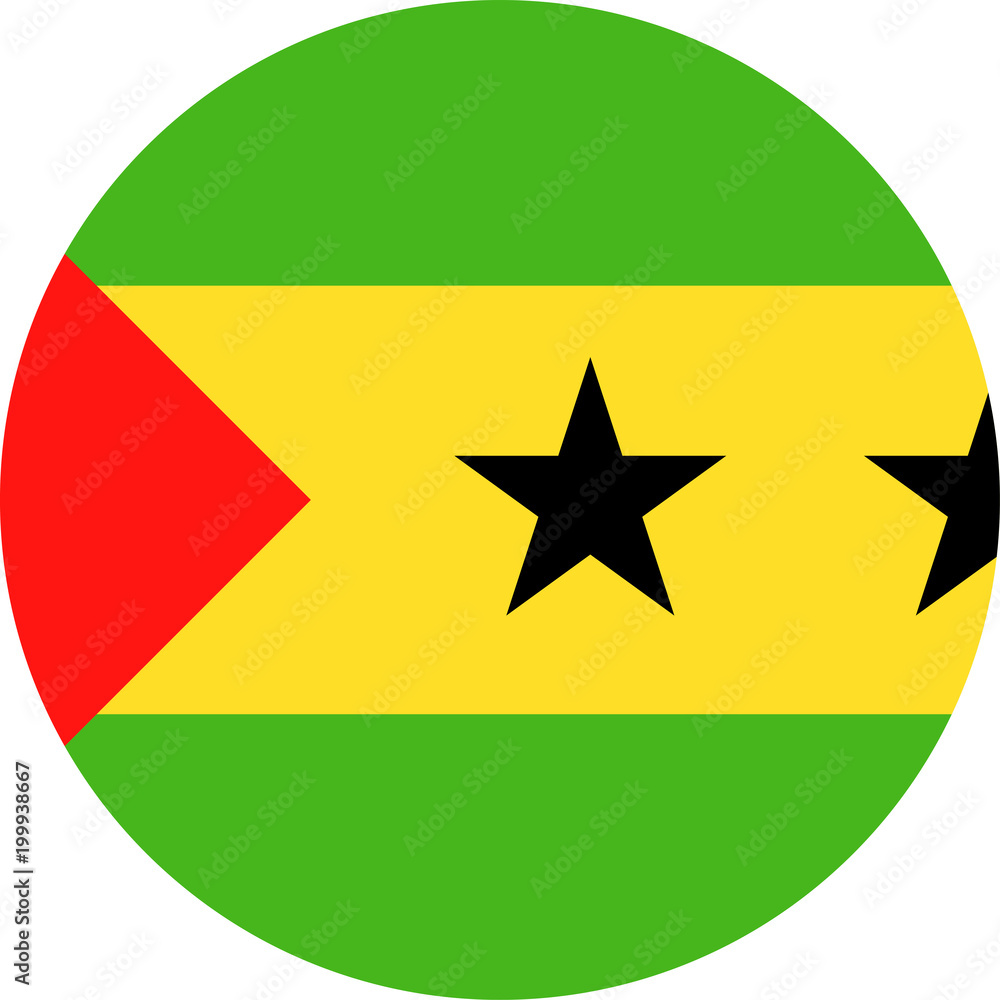 Sao Tome and Principe Flag Vector Round Flat Icon