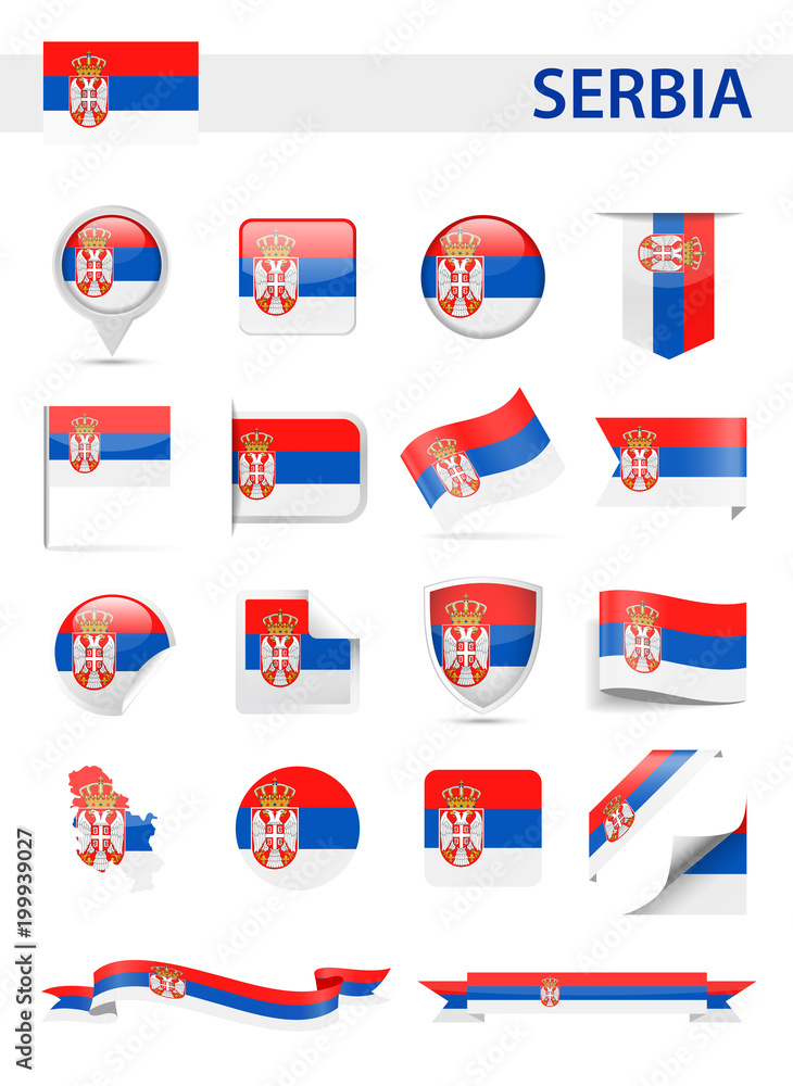Serbia Flag Vector Set Serbia Flag Vector Set