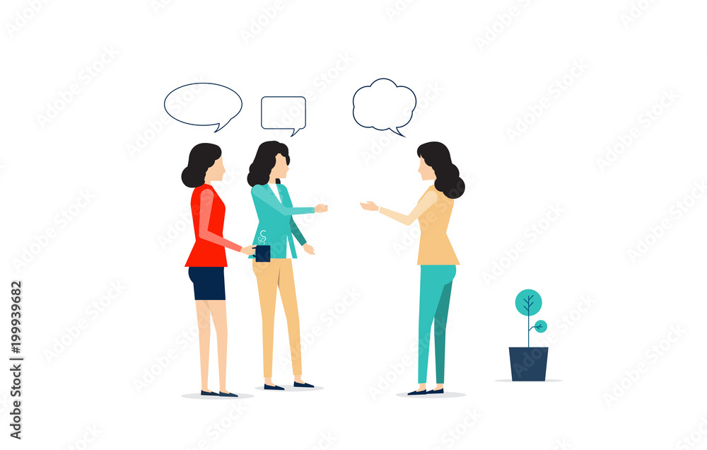 flat vector group business women talking concept
flat vector group business women talking concept