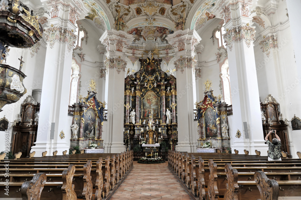 Wallfahrtskirche St. Peter und Paul, erbaut von den Brüdern Zimmermann 1728 - 1731, Steinhausen, Baden-Württemberg, Deutschland, Europa