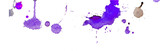 Purple blue watercolor splashes and blots on white background. Ink painting. Hand drawn illustration. Abstract watercolor artwork. 