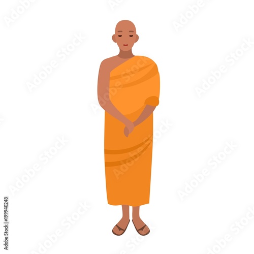 Tibetan buddhist monk dressed in traditional religious clothing