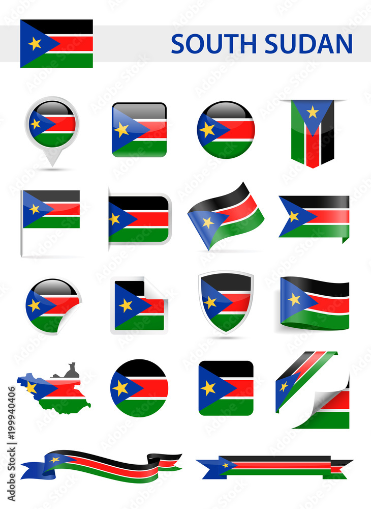 South Sudan Flag Vector Set
