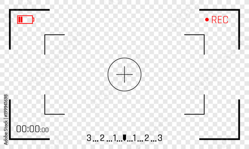 Camera frame viewfinder vector screen of video recorder digital display with photo camera frames on transparent background