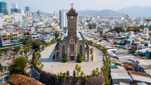 Schilderij op canvas Aerial view on the Nha Trang cathedral in the city, Khanh Hoa province, Vietnam