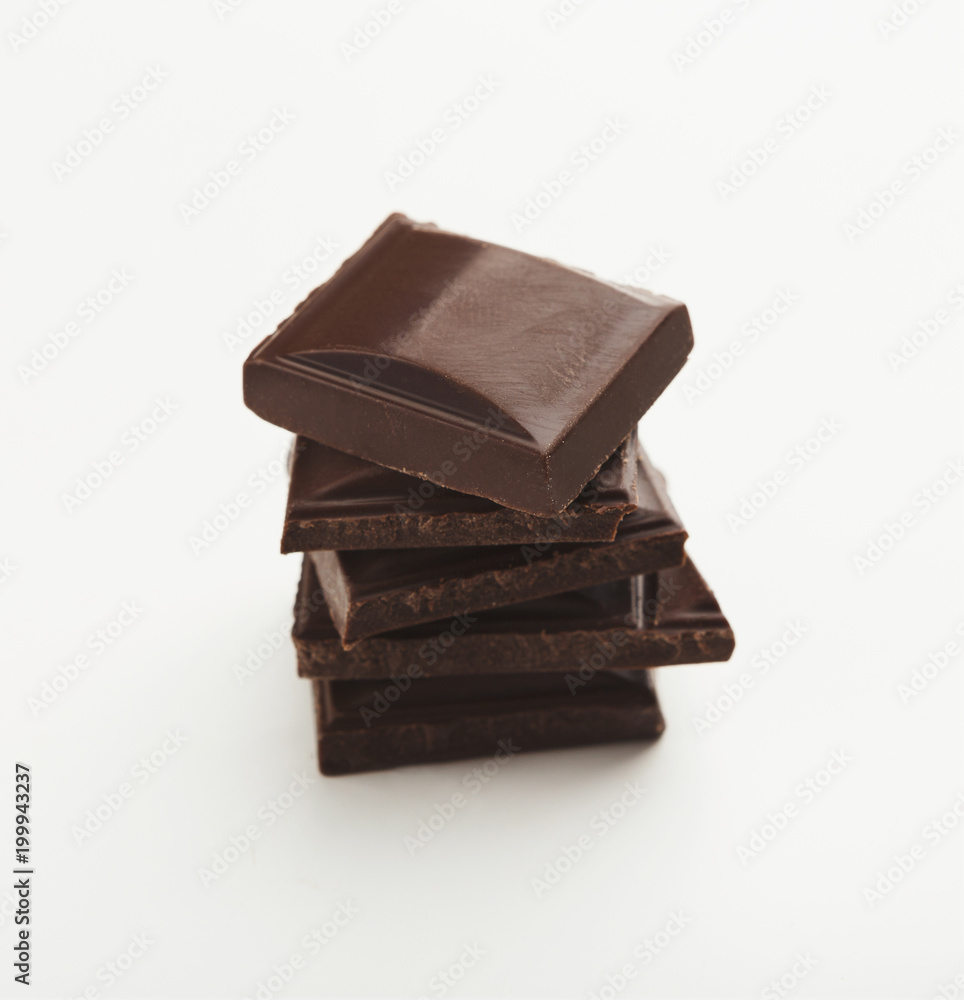 Bar of dark chocolate isolated on white Bar of dark chocolate isolated on white