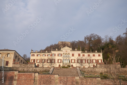 Asolo, Italy - March 26, 2018 : View of Villa Scotti Pasini and the Rocca in the background photo