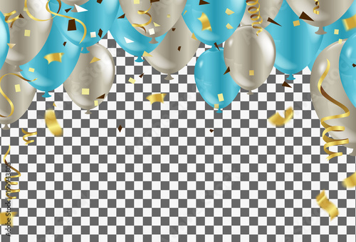 Abstract background celebration gold confetti Blue and silver