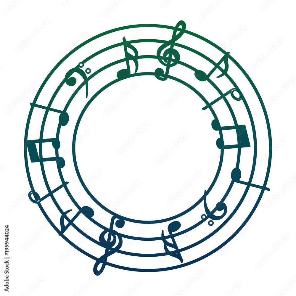 Naklejka premium music note sound audio round stave vector illustration