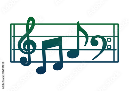 set of music notes and staff image vector illustration