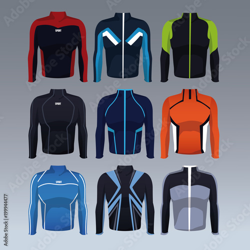 Set of sport jackets collection vector illustration graphic design