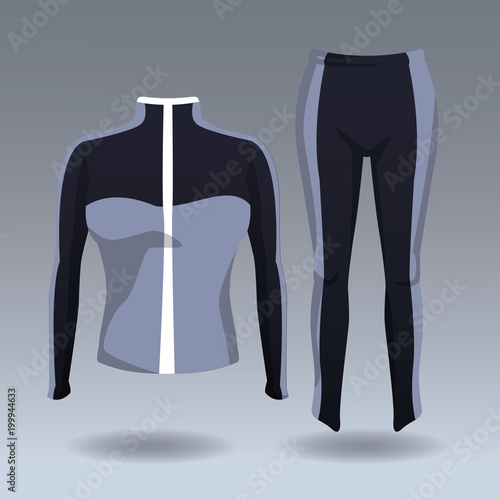 Fitness women jacket and pants wear vector illustration graphic design