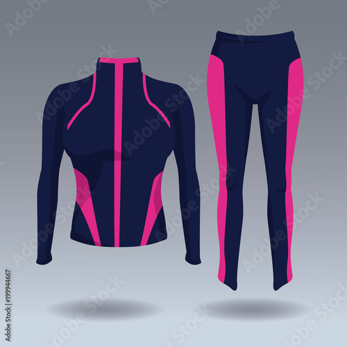 Fitness women jacket and pants wear vector illustration graphic design