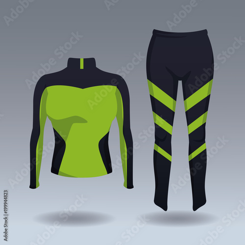 Fitness women jacket and pants wear vector illustration graphic design
