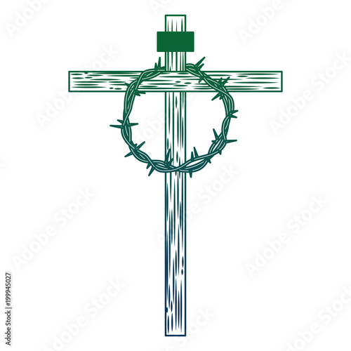 cross with crown of thorns vector illustration design